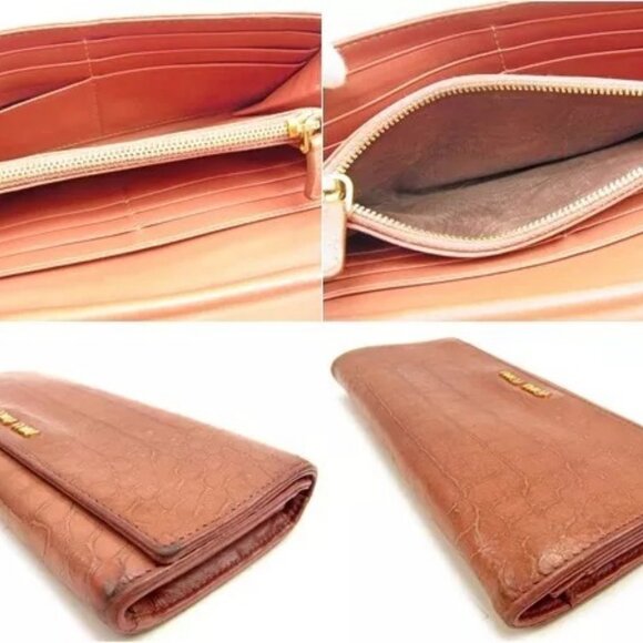 miumiu Wallet Purse Long Wallet Pink Gold Woman Authentic Used - Picture 13 of 14